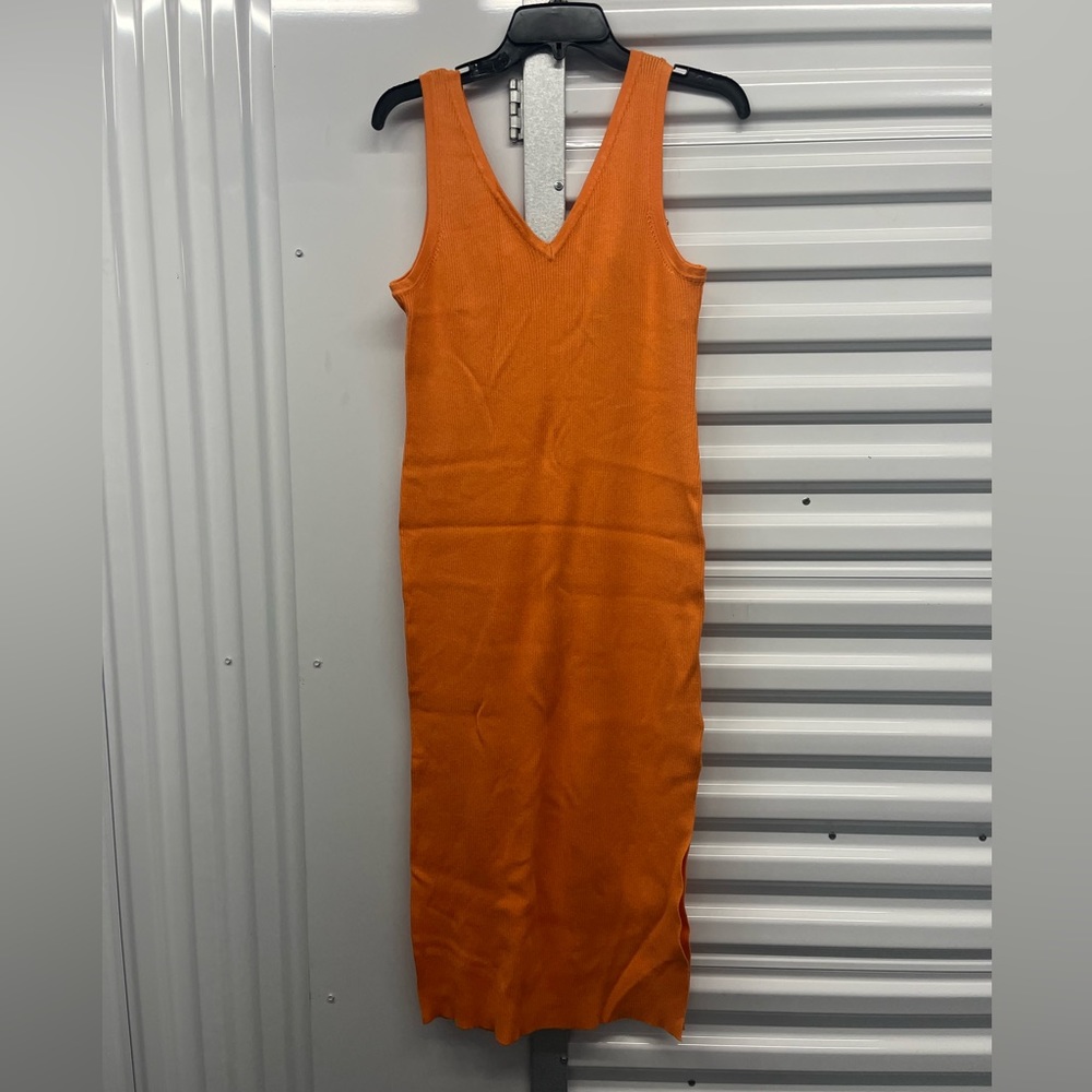 House of Harlow 1960 Orange Ribbed Midi Dress NWT
